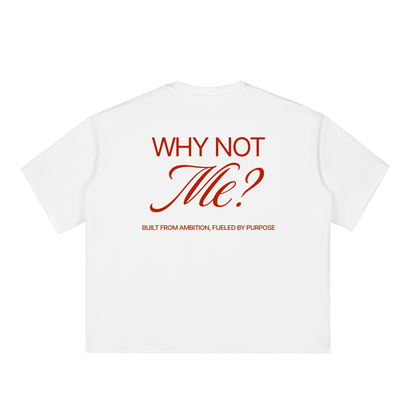 Why Not ME? Boxy Half-Sleeve Raw-Edge T-Shirt
