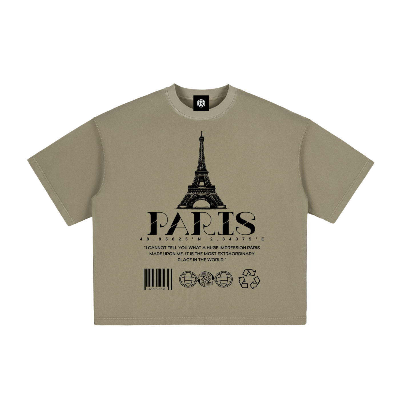 PARIS- Vintage Washed Boxy T-Shirt