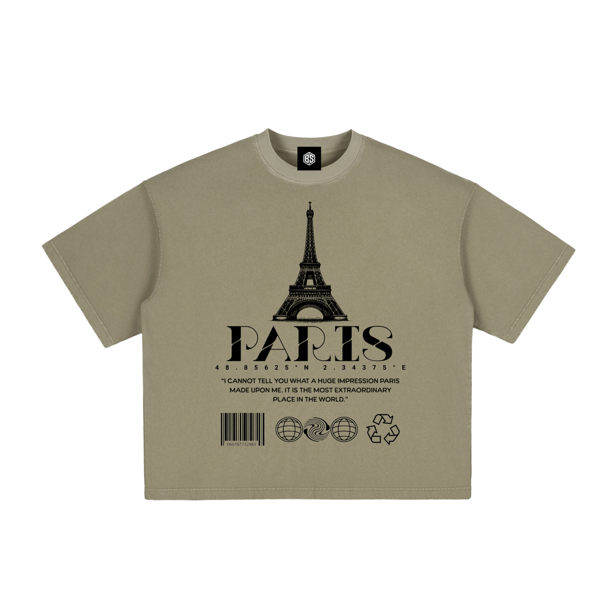 PARIS- Vintage Washed Boxy T-Shirt