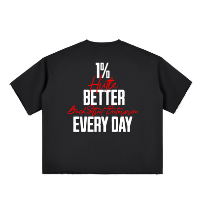 1% Better Everyday- Boxy Half-Sleeve Raw-Edge T-Shirt