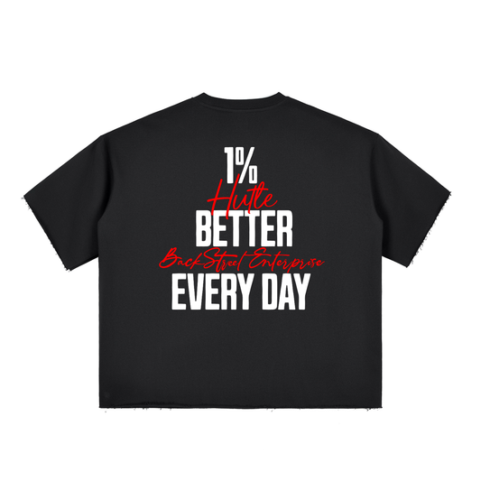 1% Better Everyday- Boxy Half-Sleeve Raw-Edge T-Shirt