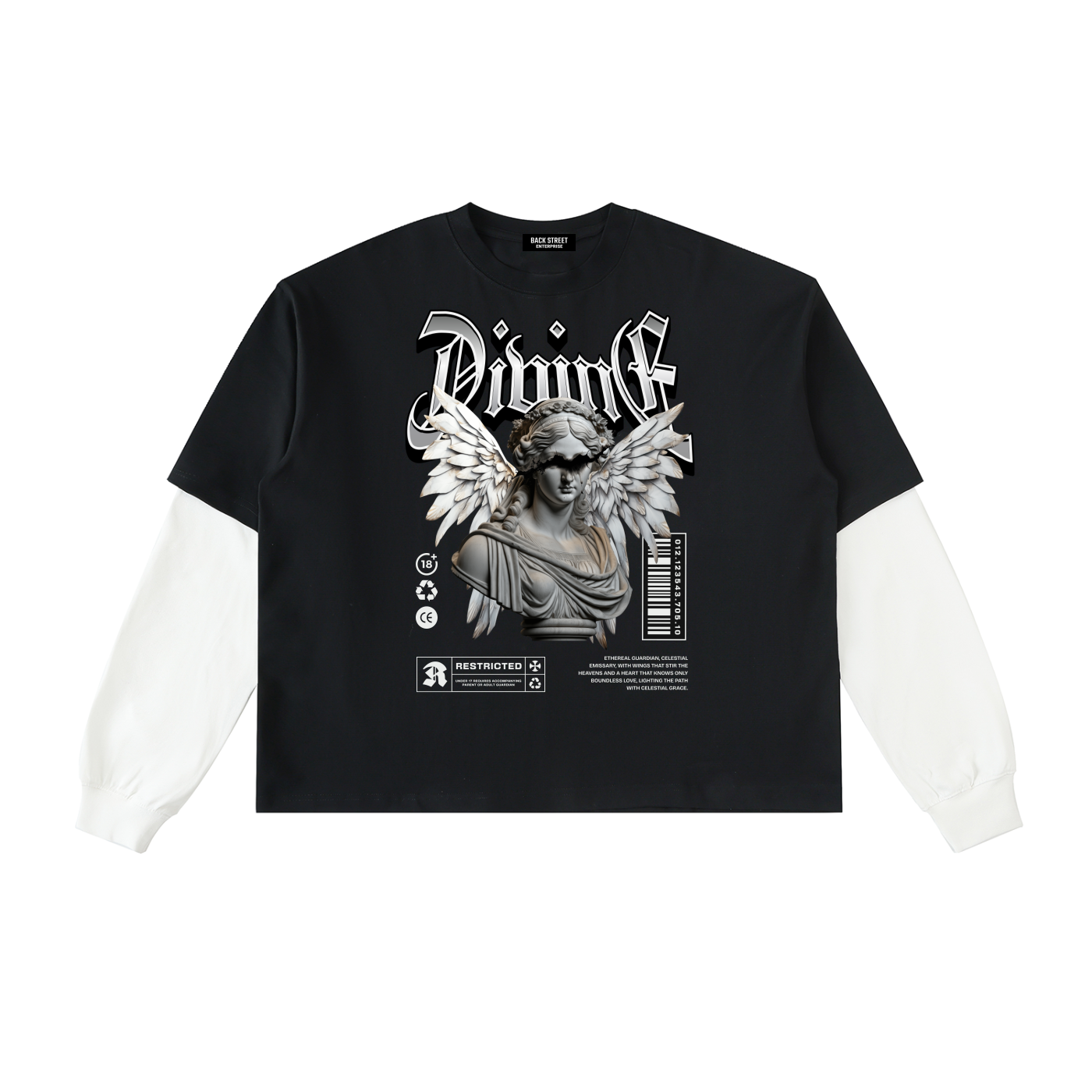 Divine- Layered Contrast Sleeve Cotton T-Shirt
