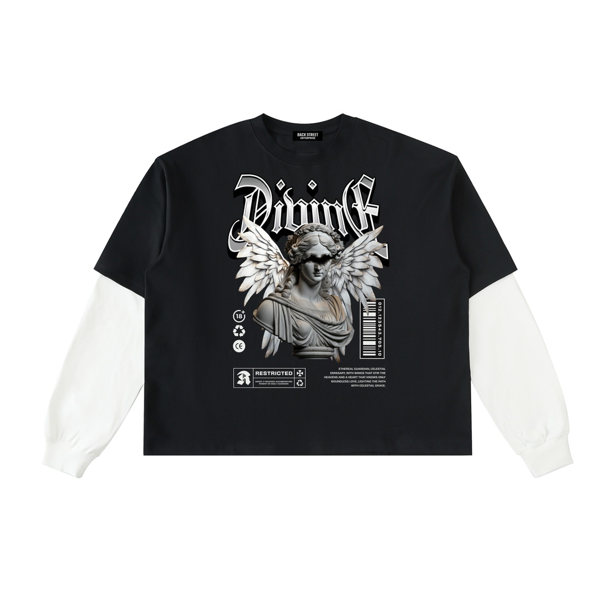 Divine- Layered Contrast Sleeve Cotton T-Shirt