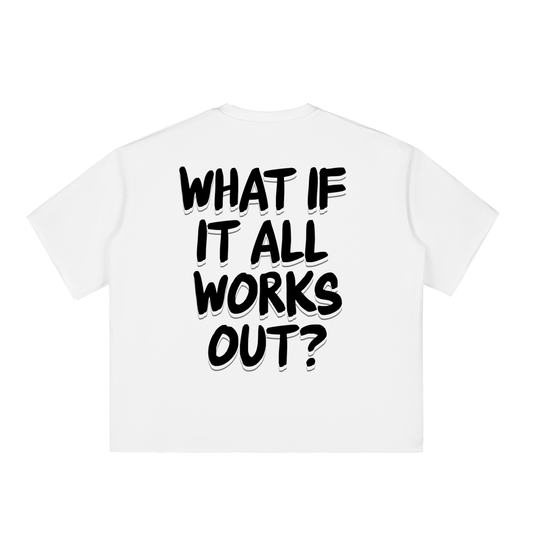 What If It All Works Out? - White Boxy Half-Sleeve Raw-Edge T-Shirt
