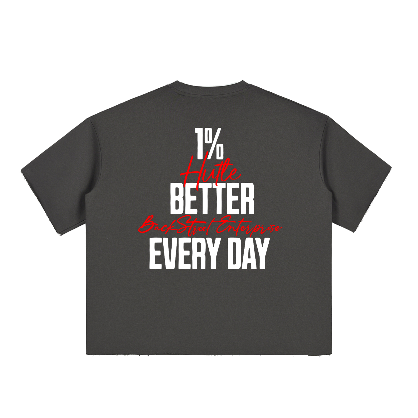 1% Better Everyday- Boxy Half-Sleeve Raw-Edge T-Shirt