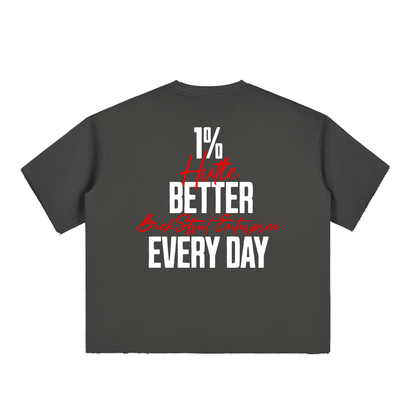 1% Better Everyday- Boxy Half-Sleeve Raw-Edge T-Shirt