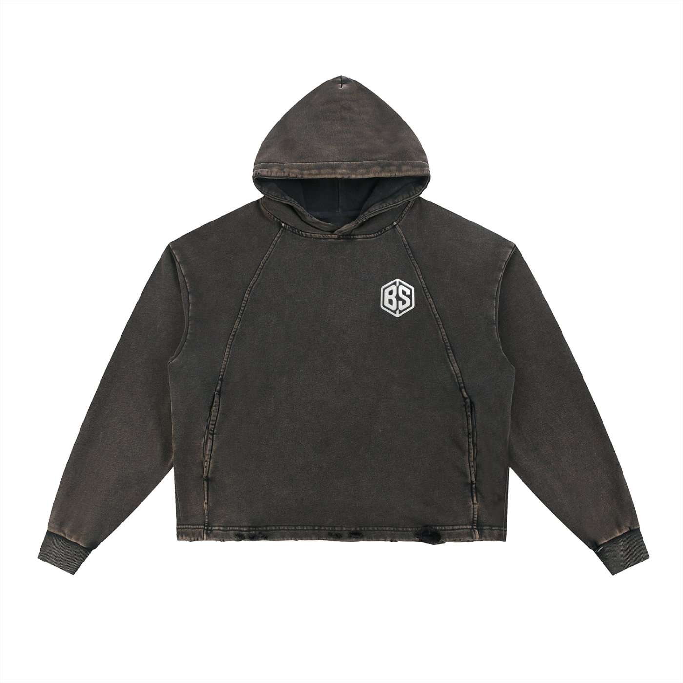 MONEY DEFINITION- Vintage Washed Frayed-Hem Hoodie