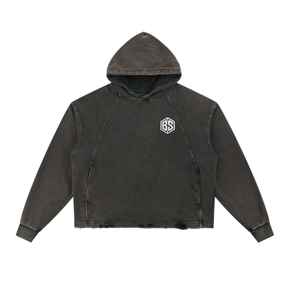 MONEY DEFINITION- Vintage Washed Frayed-Hem Hoodie